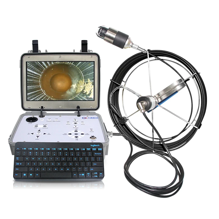 Waterproof Pipe Inspection System Industrial Drain Pipeline Push Rod Borescope Pan Tilt Camera