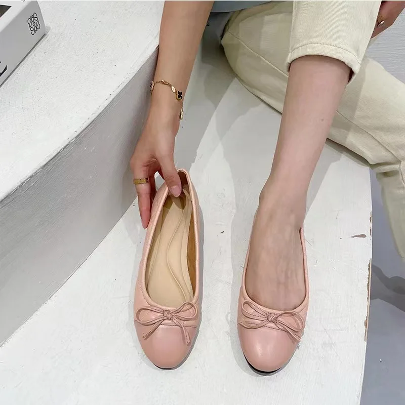 Wholesale Ladies Office Work Dress Shoes Multi-color Slip-On Flat Design Soft Rubber Ballet Flat for Women