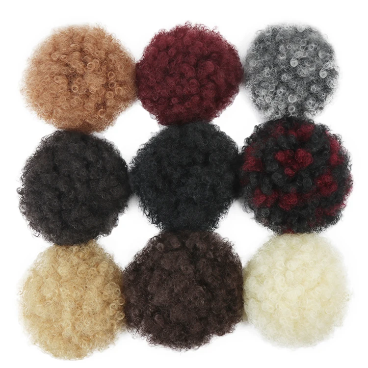 Synthetic Hair Bun Chignon Drawstring Kinky Curly Puff Short Afro Bun for black women