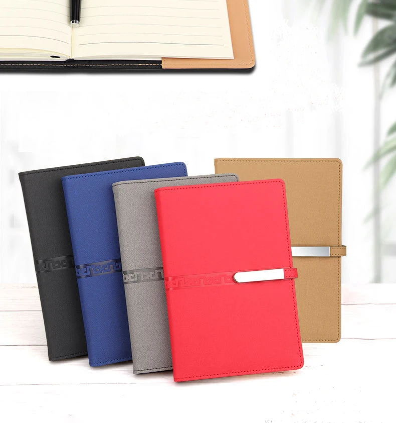 Low MOQ  business custom notebook gift set leather A5 notebook with pen USB attached for Christmas gift