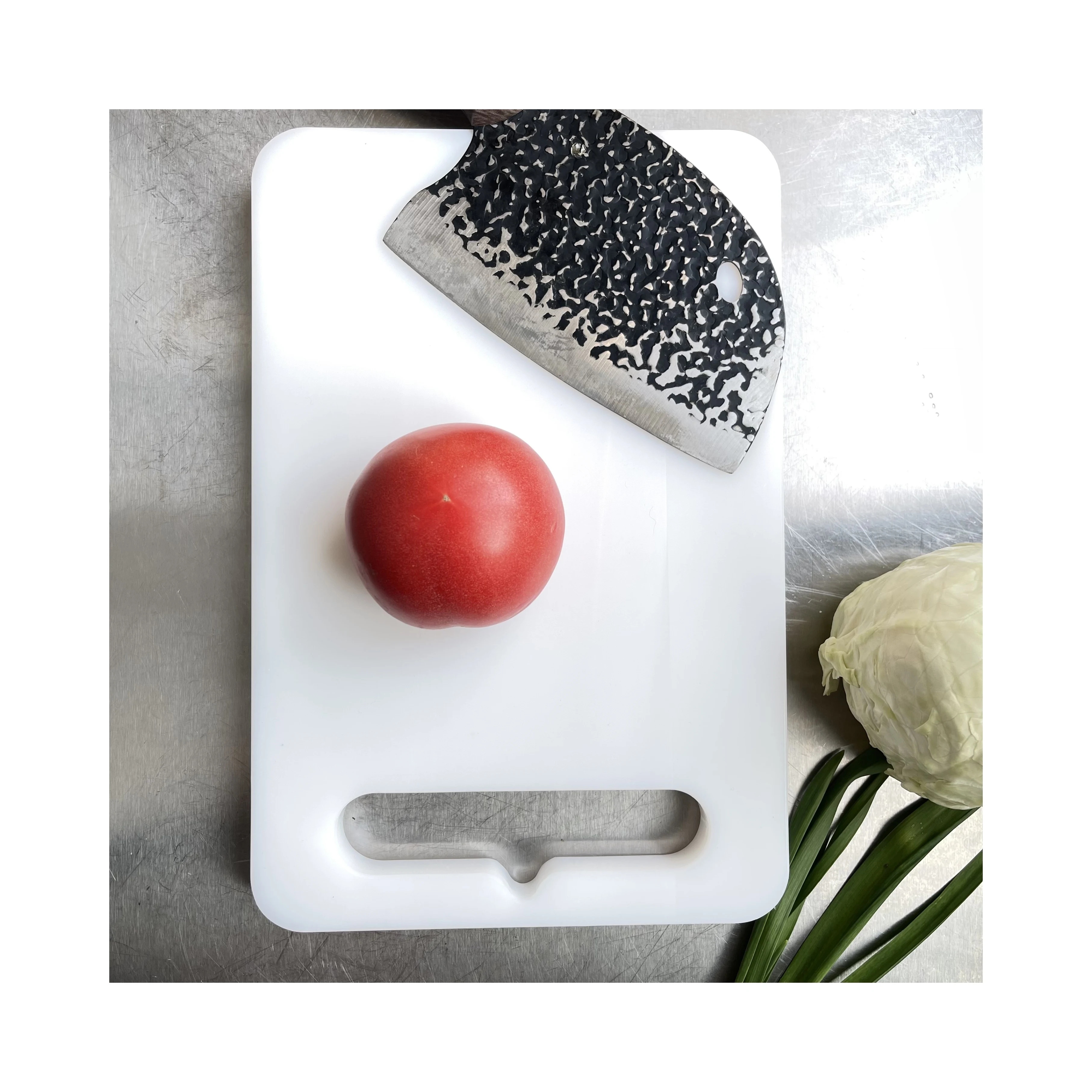 Factory Price Double Sided Safe Odorless Cutting Board Integral Handle UHMWPE Chopping Block Plastic Cutting Vegetable Board