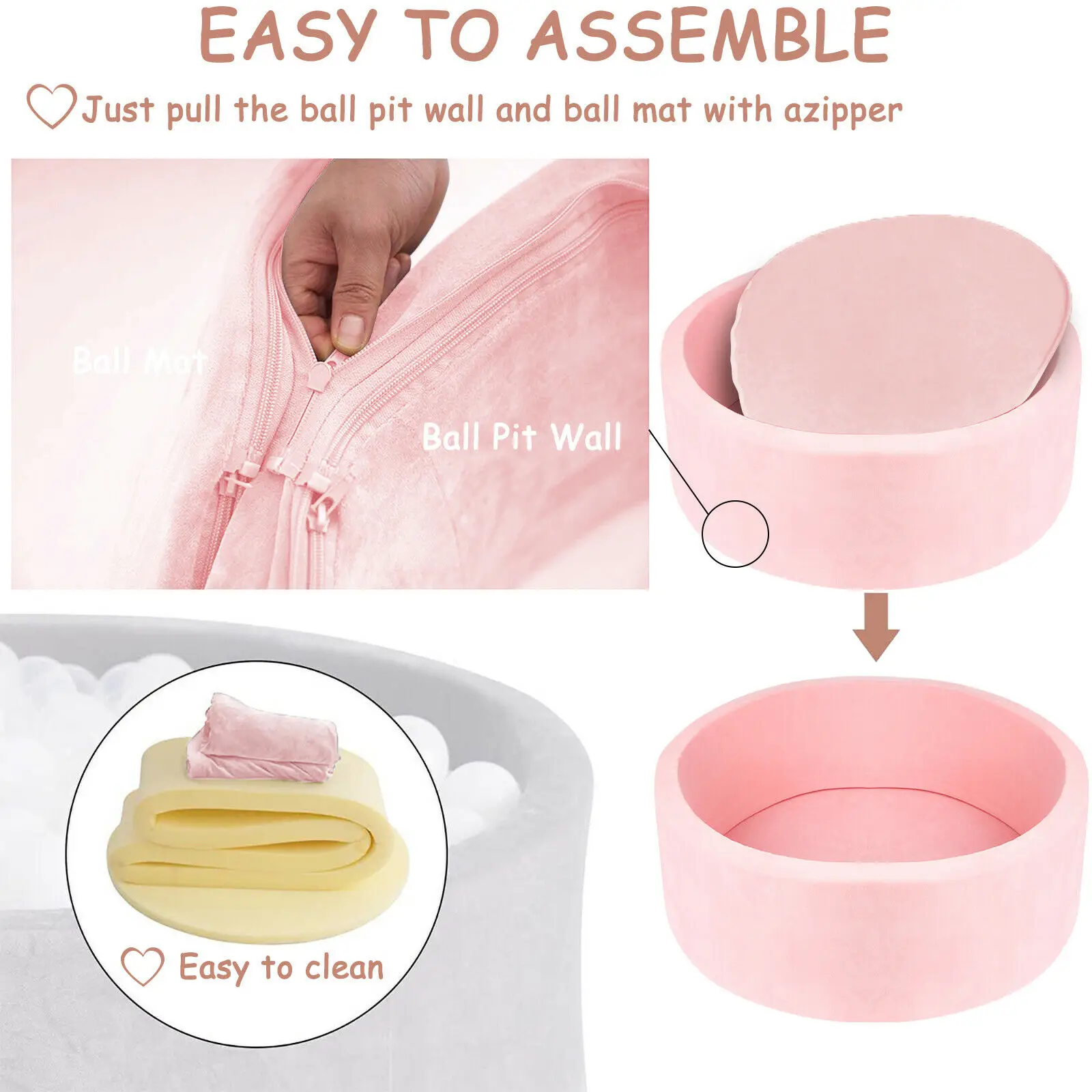 Wholesale pink Blue Beige Grey Foam Baby Ball Pit Foam Sponge Durable Non Toxic Kids Ball Pit Soft Play Set Play Foam Ball Pit