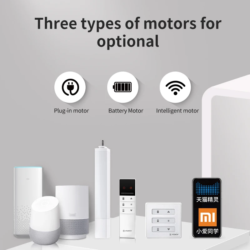 Customized DIY Smart Motorized Runner Aluminum Alloy Poles Rail Sheer Blackout Fabric Tuya Wifi Curtain Track