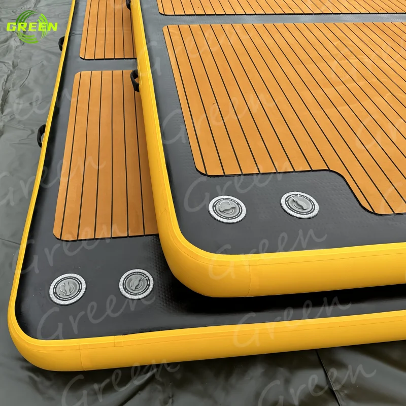 Green float boat dock ramp floating mats inflatable treasure island bouncer float dock platform