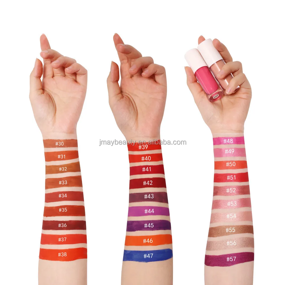 Shimmer Hydrating Lipgloss 57 Colors Non-stick Waterproof Red Pink Lip Gloss Private Label Matte Vegan Natte Nude Lipsticks