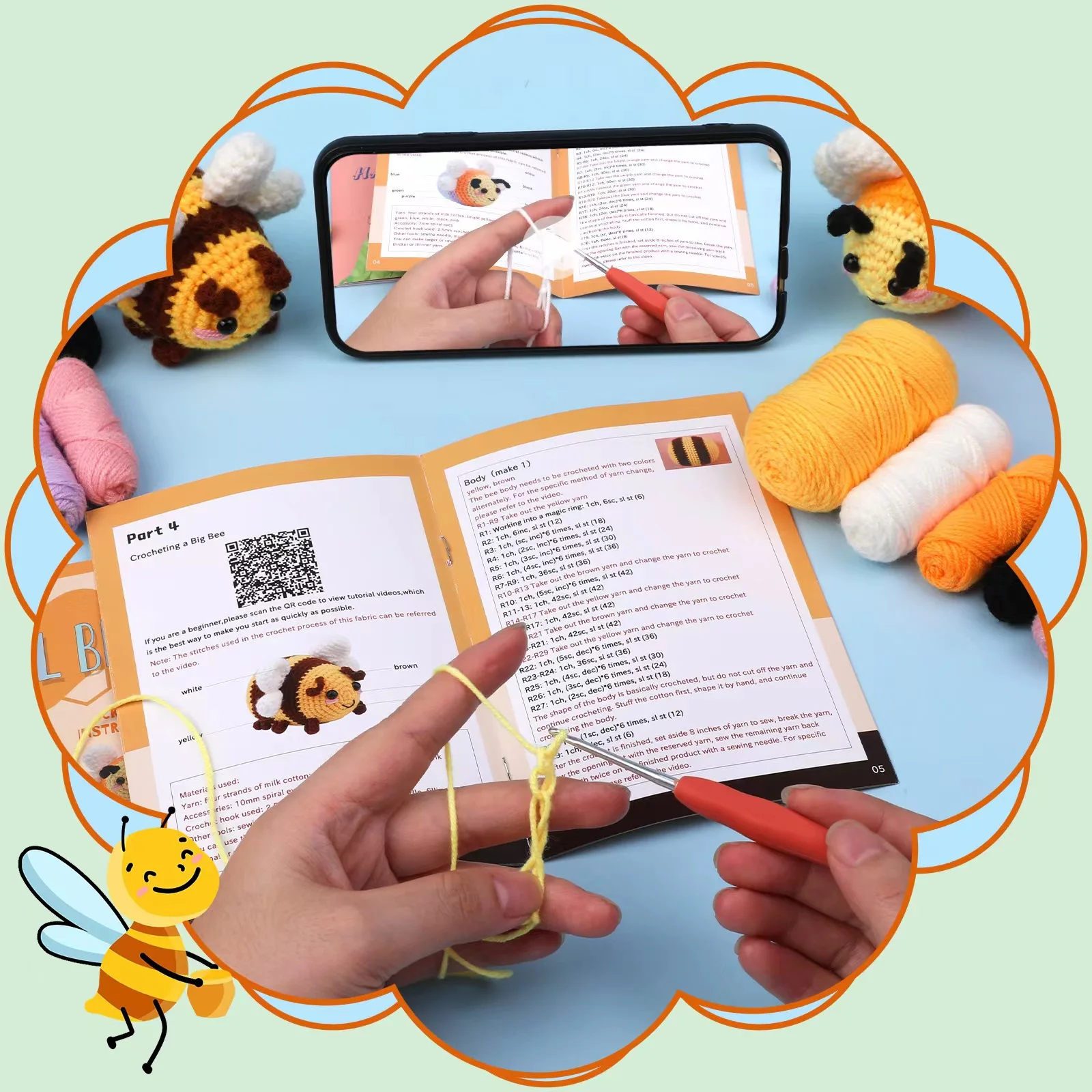 COOLEVE DIY Knitting Kit Customizable Embroidery Flower Animal Crochet Set Beginner Adults Yarn Crafts Kit Factory Direct Gift