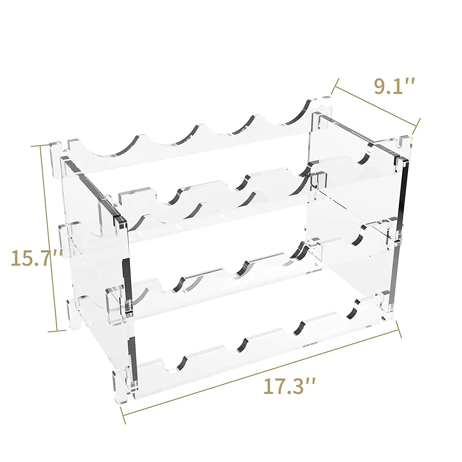 Transparent Acrylic 8 Bottle Wine Rack Stackable Modular Countertop Small Wine Glass Holder 2-Tier Display Wine Storage Shelves