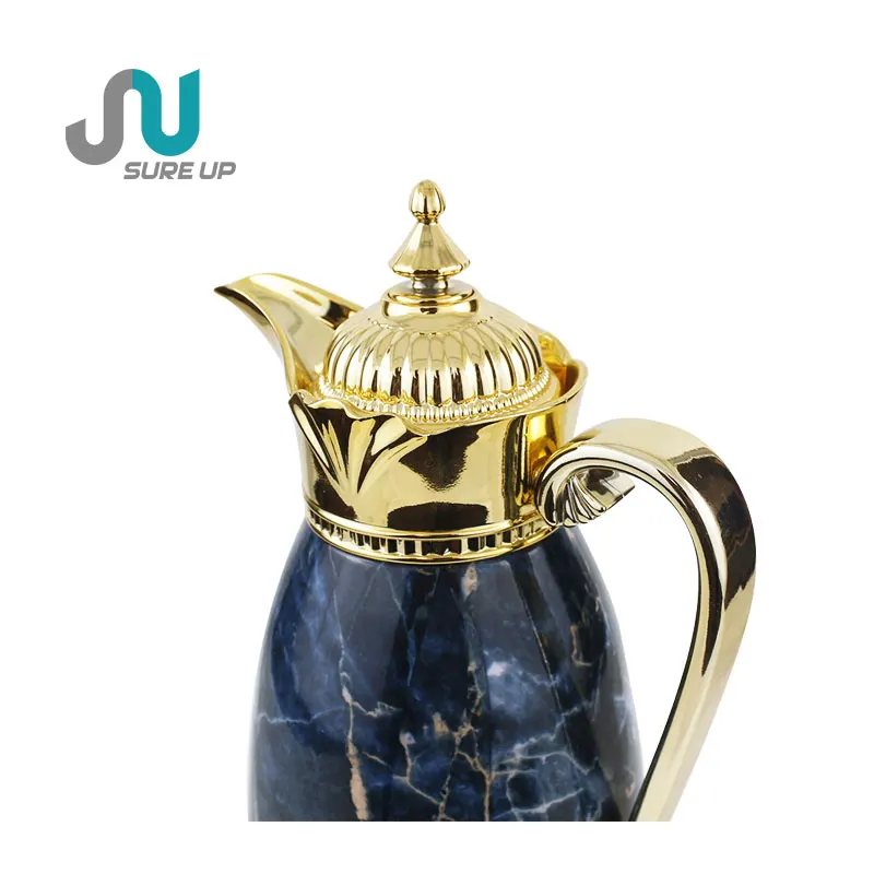 Customized Patterns Water Bottle Jug Glass Liner Arabic Coffee Set With Stopper And Handle Cup