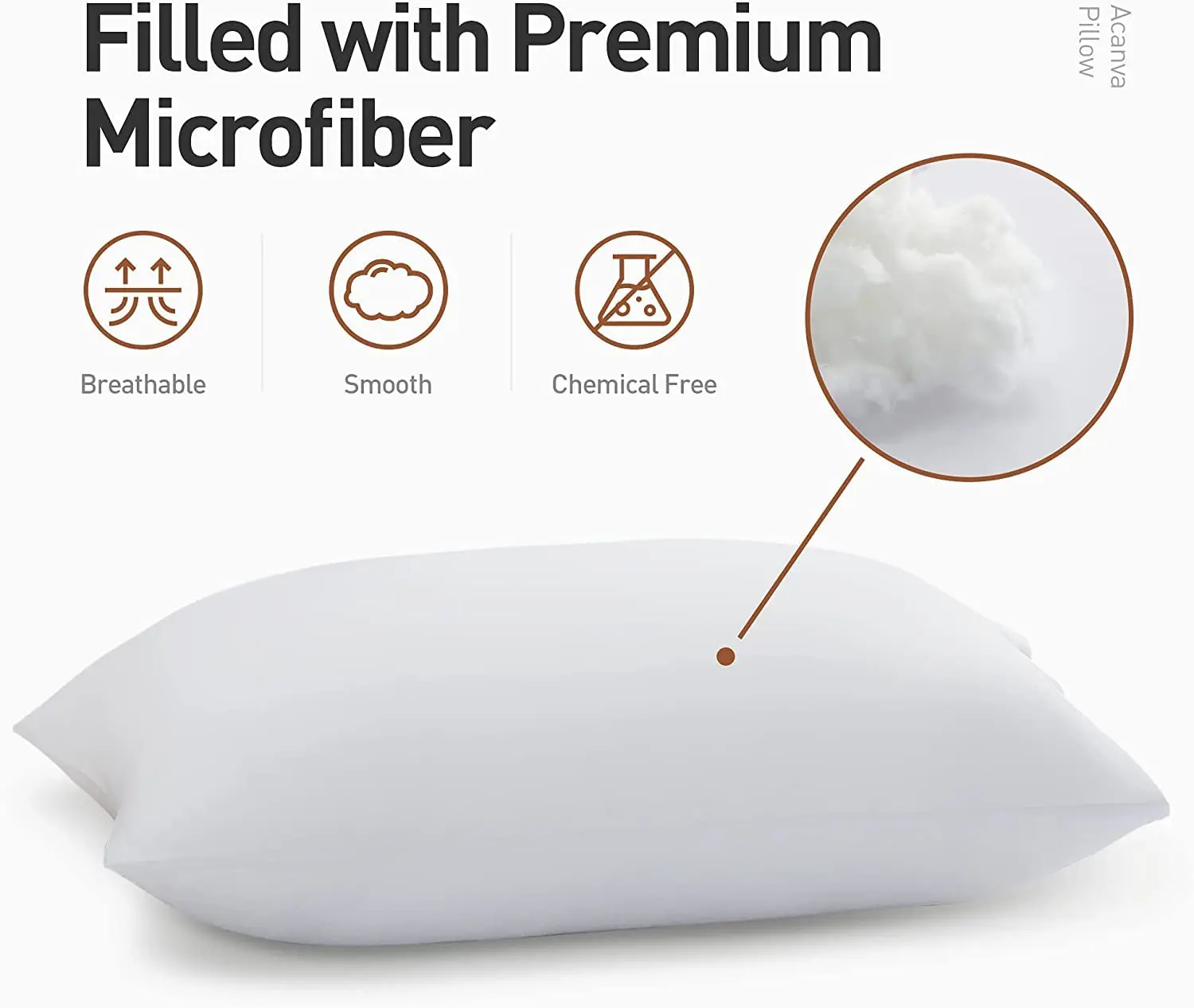 Anyu High Quality Low Price Sale Soft Like Cotton 100% Polyester Filling Materials Brushed Microfiber bed function Pillow