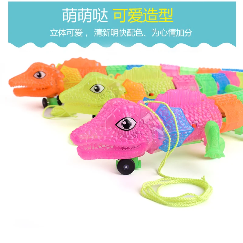 New Luminous music electric universal pet leash toy children pig crocodile shark toys glow belt stall crawling simulation animal
