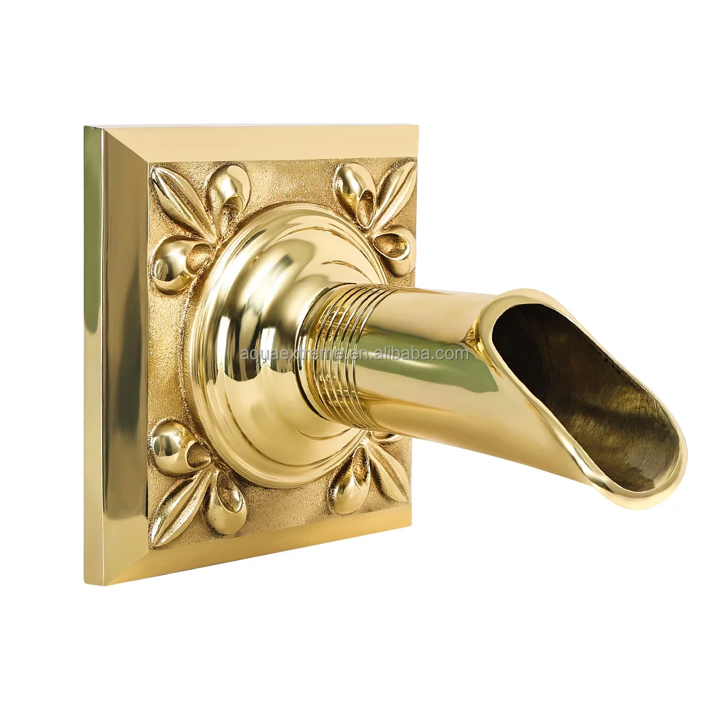 Solid Brass Made Exquisite Handcrafted Waterfall Spout for Landscape, Water Fountain Spout Scupper Luxury Decoration for Pools