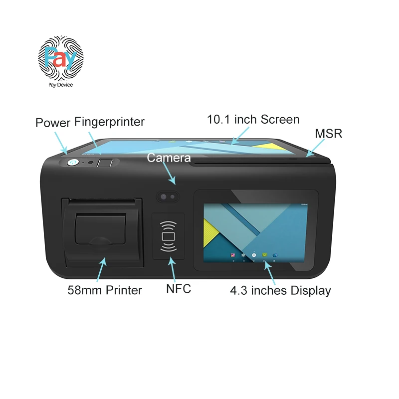 10-дюймовый планшет Android POS с двойным экраном и 10-точечным емкостным сенсором