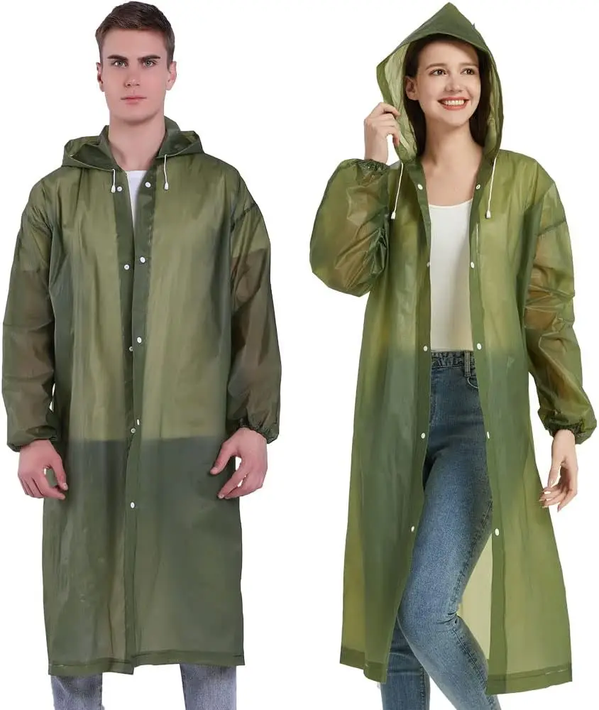Rain Coat Reusable Rain Ponchos for Adults Men clear Lightweight rain coats for women with Hood and Drawstring