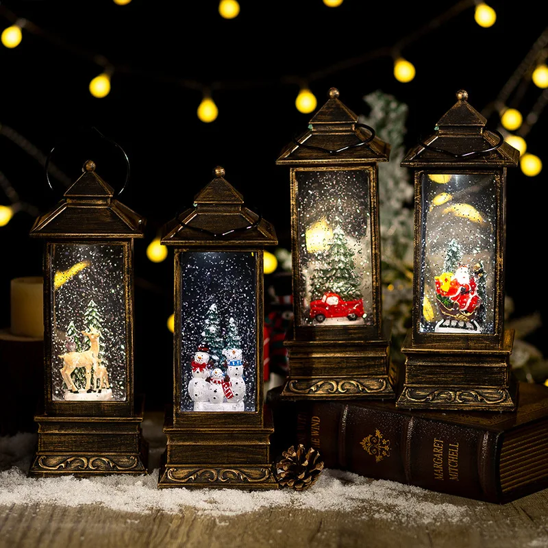 2024 Hot Sale Christmas Decoration Gifts Crafts Plastic Music Lamp Christmas Snow Globe Water Lantern Christmas Decorations