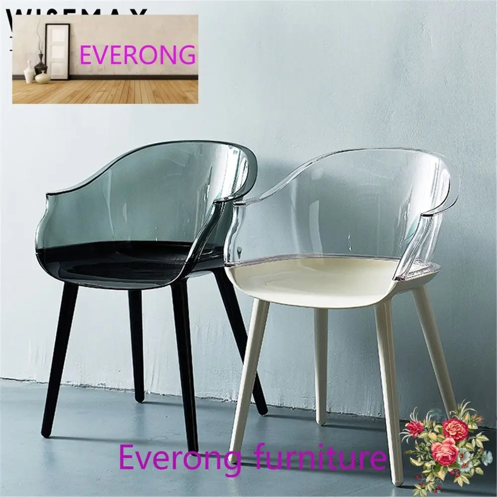 High quality plastic restaurant furniture  clear acrylic PC dining chair transparent plastic dining chair with armrest for sale