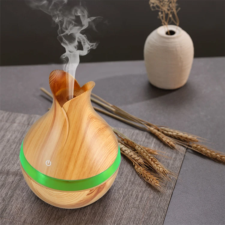 300ml USB Essential Oil Ultrasonic Air Humidifier Wood Grain LED Lights aroma diffuser for home