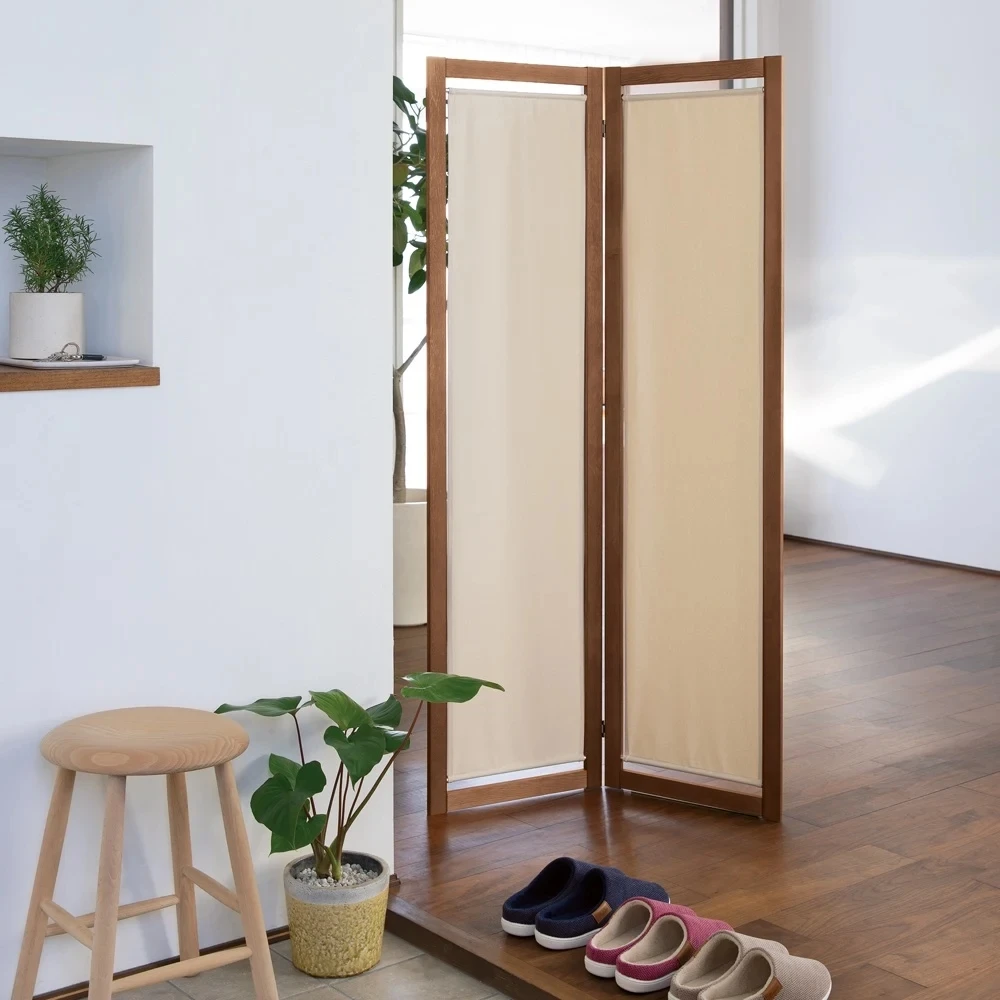 Simplicity canvas folding screen wooden room divider hall partition