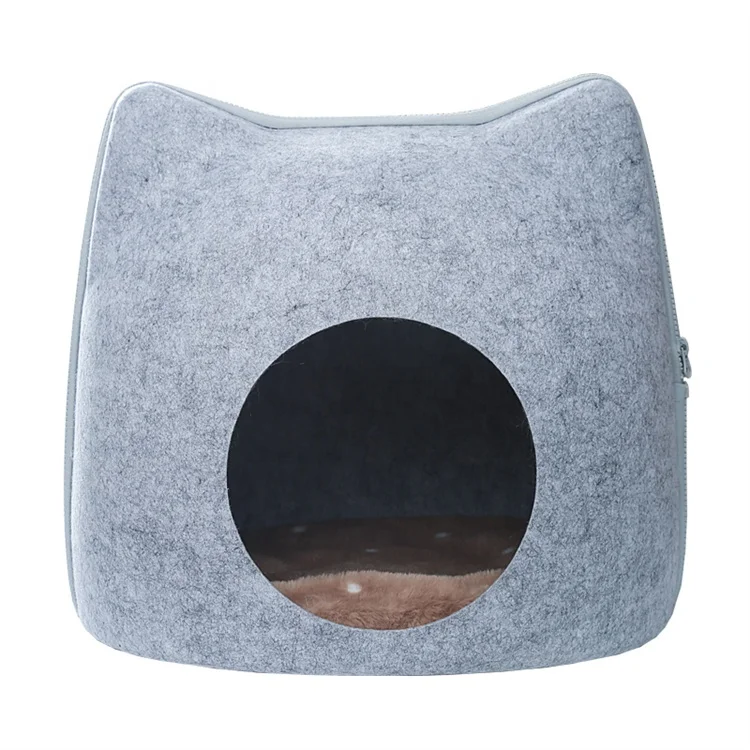 Factory High quality Fashionable Detachable felt cat cave with zipper for indoor and outdoor