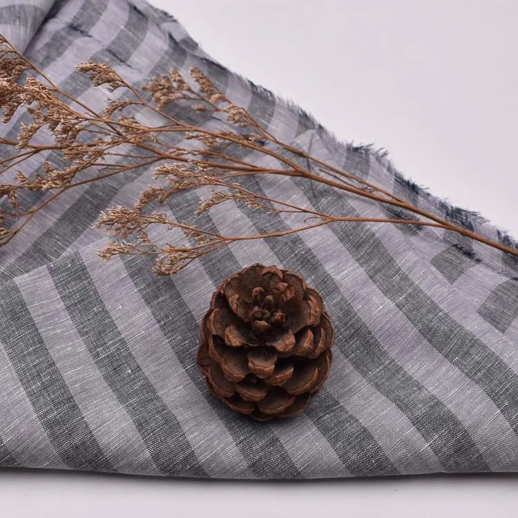 Factory supply custom light weight 37% tencel 63% linen fabrics stripe dress raw material tencel linen blend fabric for shirts