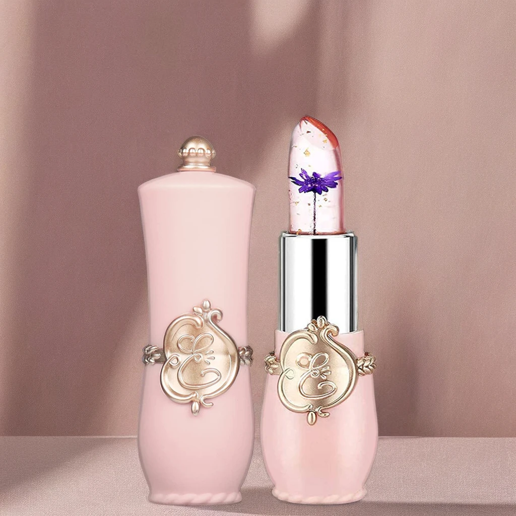 High Quality Nourishing 6 Colors Pink Honey Peach Flavor Color Changing Flower Jelly Lipstick Make Your Dry Lip Attractive