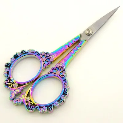 Stainless Steel Vintage Scissors Nail Art Embroidery Fabric Scissors Antique Flower Carving Scissors Sewing Craft Cutters Tools