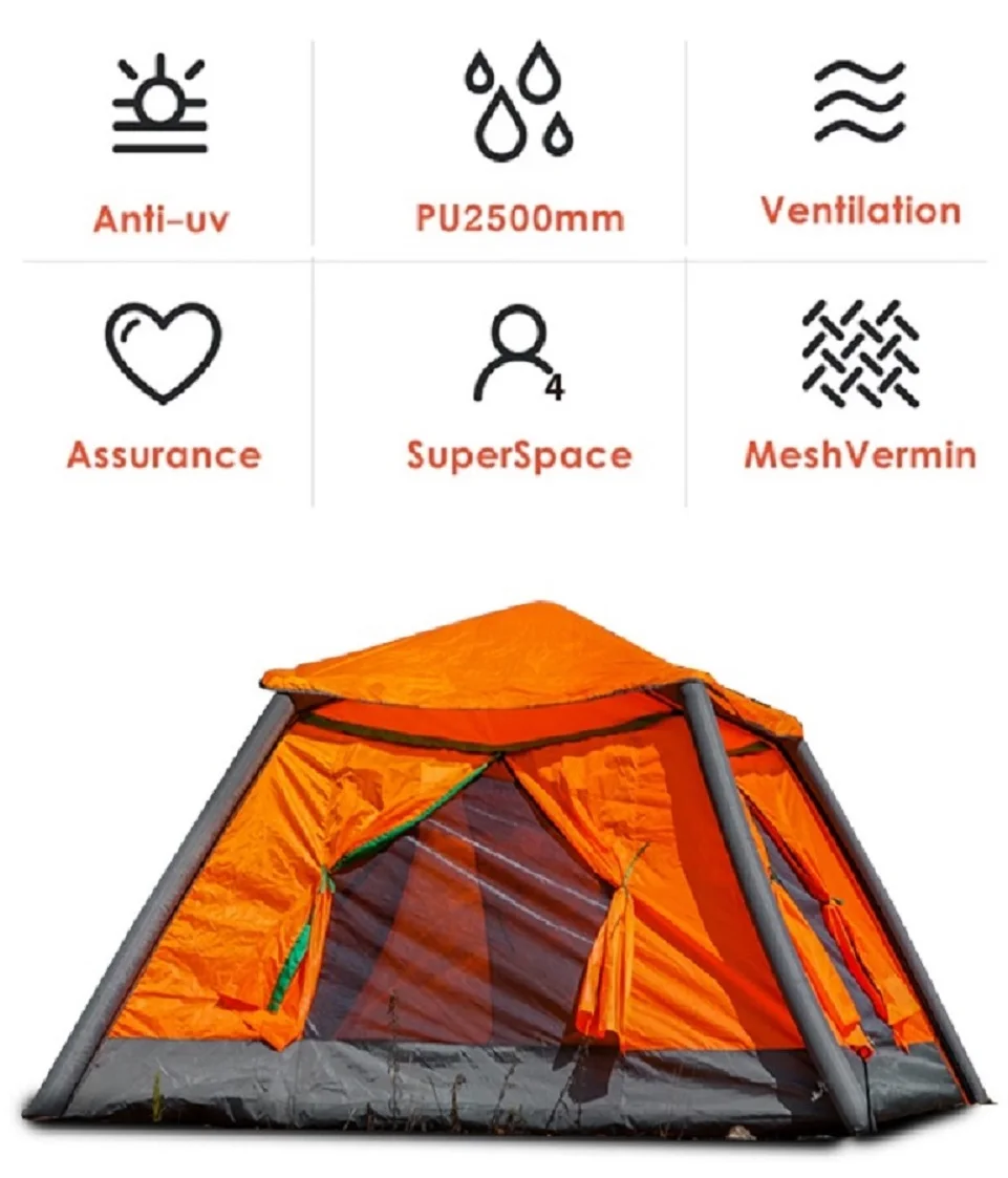 Inflatable camping tent Single and double outdoor camping 2-person tent Portable folding rain proof camping tent