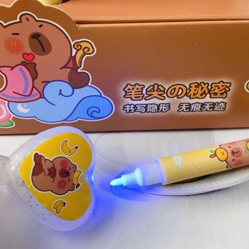 Cartoon Capybara Luminous Light Invisible Pen Magic UV Light Pen Secret Learning Magic Pen for Kids Party Favors Ideas