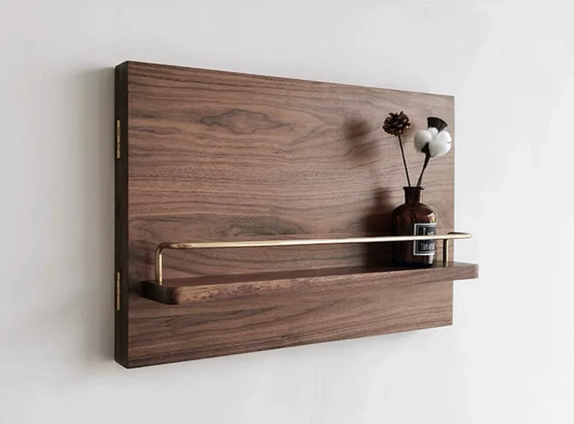 Hot Sales Farmhouse Decorative Walnut Electricity Meter Box Cover Wall Mount Wood on Hinges
