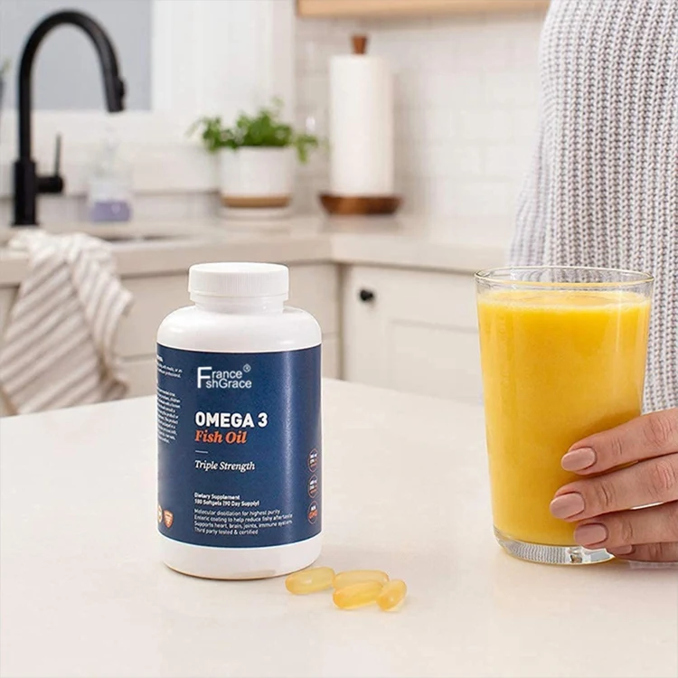 Omega3 Fishoil 180 Softgels Triple Strength Epa And Dha Dietary Supplement Enteric Coated To Help Reduce Fishy Aftertaste