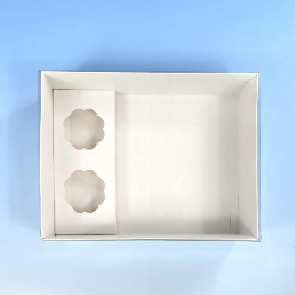 XJH 2 Cavities Cupcake Box Cookie Brownie Boxes with Clear Lid Dessert Shooter Box for Birthday Party Wedding