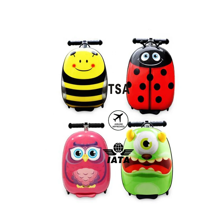Cheap customized fashion egg shape 18inch suitcase rideable maletas kids foldable eva scooter suitcase