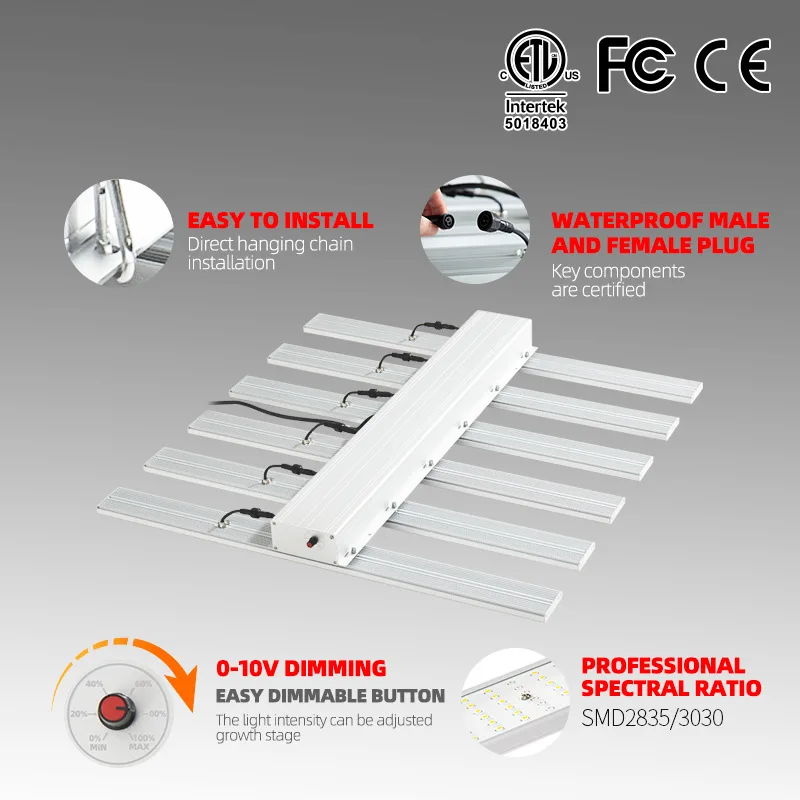 Samsung LM301H 301B 600w 800w Spider Bar Full Spectrum 660nm Indoor Plant Led 8*8ft Grow light For Vertical Farming Horticulture