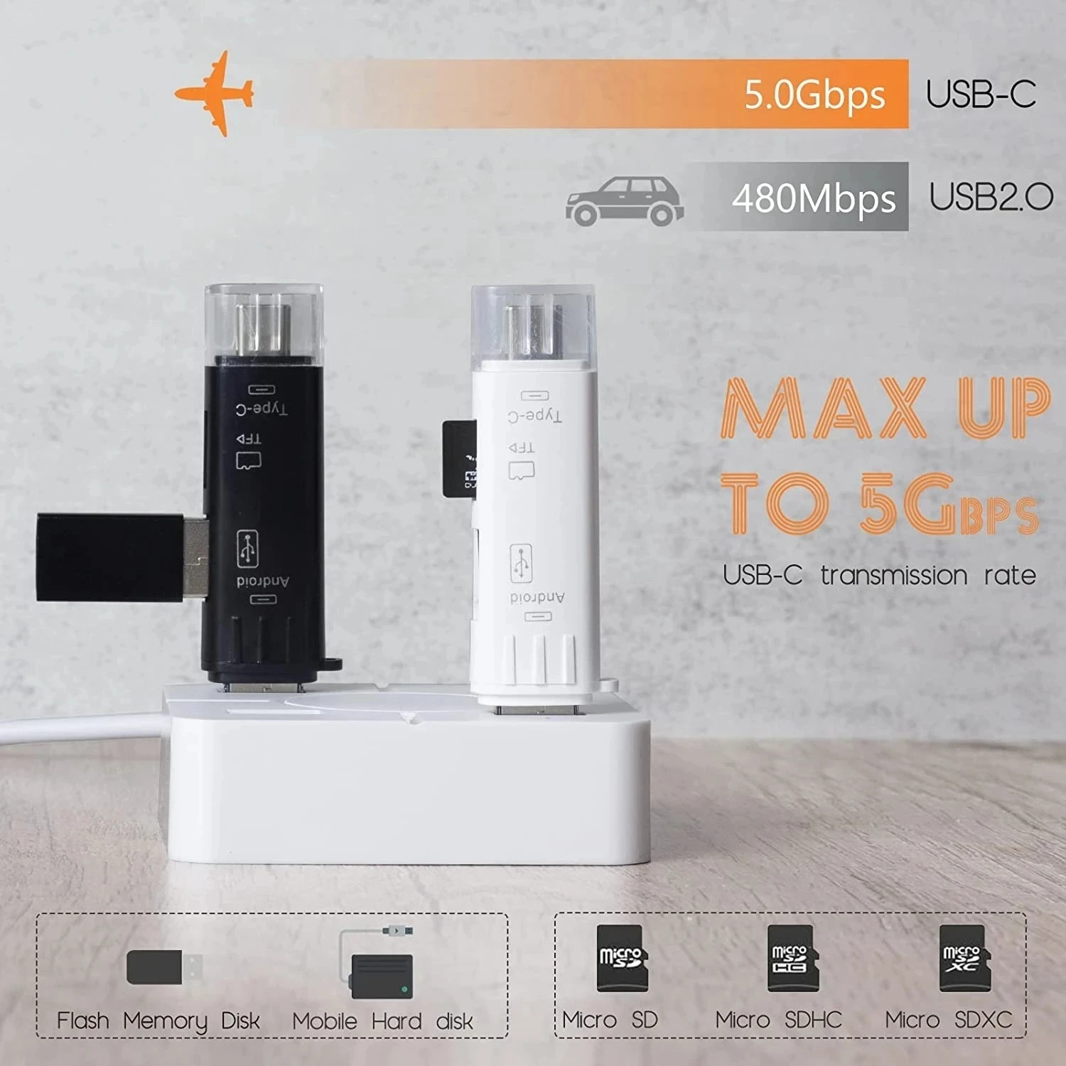 Высокоскоростной 5 в 1 Type-C Micro USB Multi musory Card Reader USB 3,0 OTG сотовый телефон TF Card Reader для ноутбука