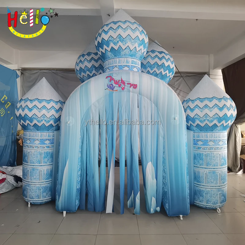 blue castle princess bases snow ice inflatable gate for castles party
