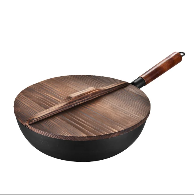 Factory wholesale Zhangqiu iron pan hand-forged uncoated pan old-fashioned home non-stick induction cooker frying pan