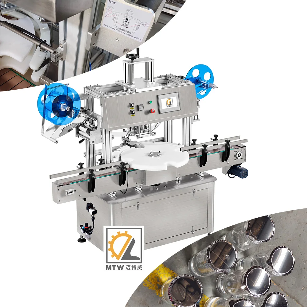 MTW double heads fully automatic meal tray can aluminum foil lids Plastic PET Jar/Bucket sealing machine