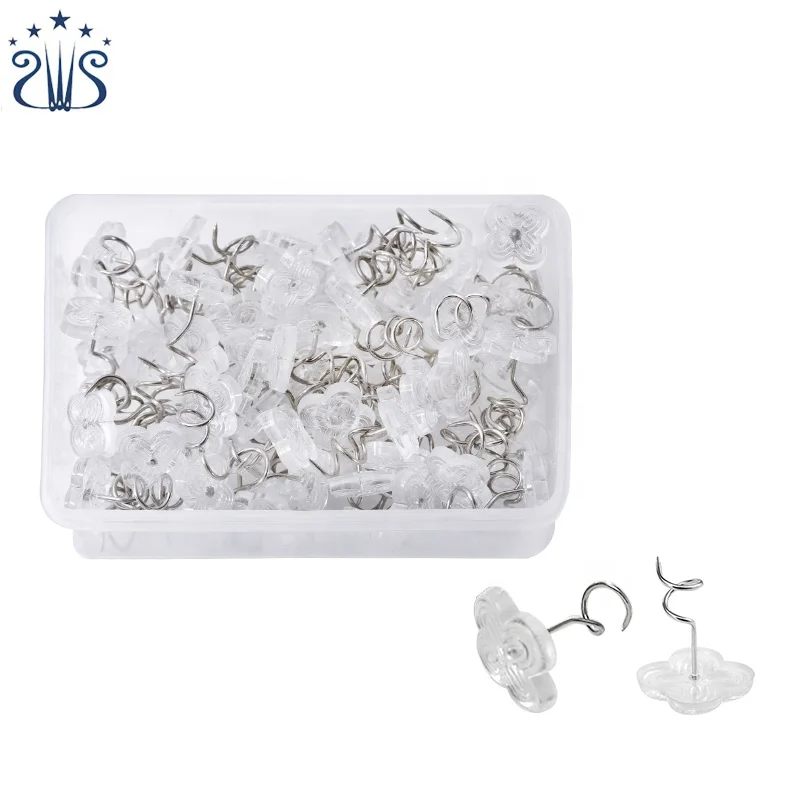 RTS 50pcs Spiral Quilting Bed skirt Twisty Pins Upholstery Chair Clear Stainless Steel Nail Sofa Slipcover Furniture