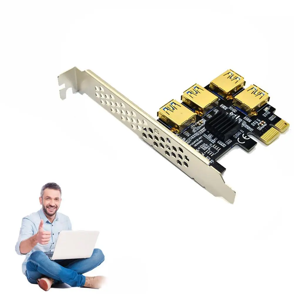 Карта расширения Gold PCIE PCI-E от 1 до 4 USB 3 0 усилитель концентратора X16 PCI Express 1X
