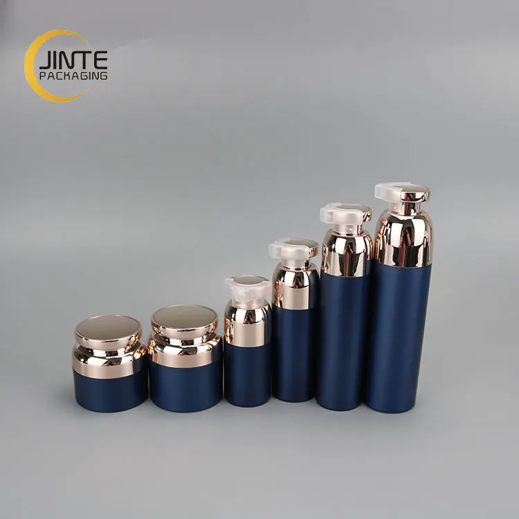Unique New Design Custom Navy Color Cosmetic Packaging Sets Acrylic  Bottle And Cosmetic Cream Jar For Skin Care