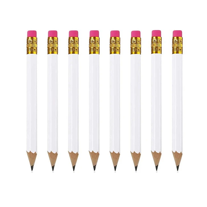 factory custom logo golf pencil personalized 2b 4b 6b 8b 10b high quality mini pre-sharpened hexagonal wooden pencils