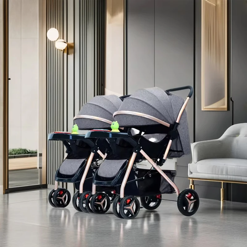 SeaMind 3-in-1 Baby Stroller Four-Wheel Portable Buggy with Alloy and Plastic Frame Four-Wheel Design