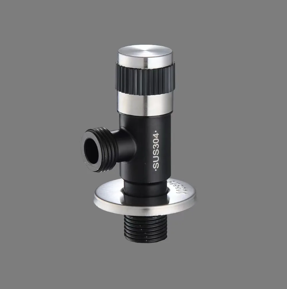 Factory Wholesale Black 304 Stainless Steel Angle Valve 1/2 Bathroom Water Control Toilet Corner Valve 90 Degree Angle Valve