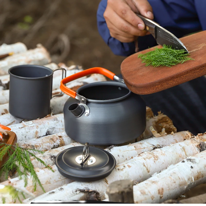 3-piece cookware set 2-3 person camping cooking outdoor portable aluminum travel tableware set