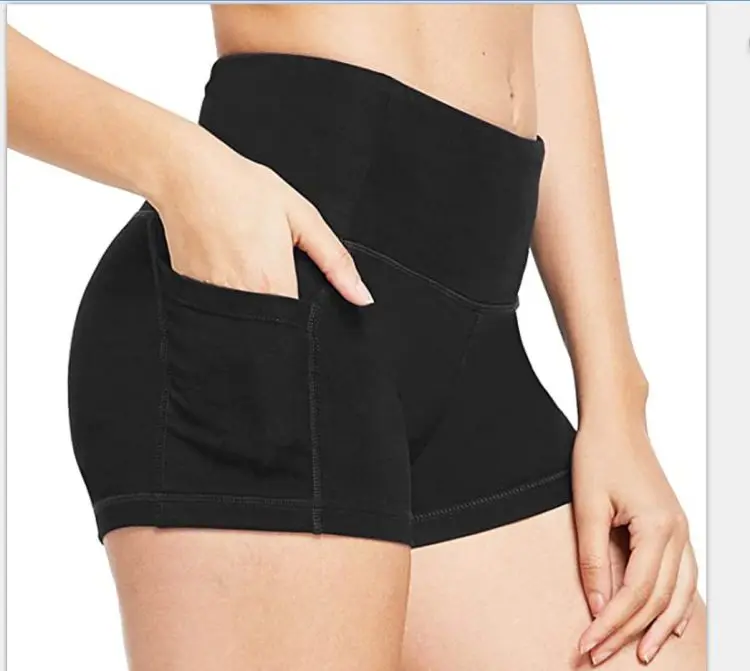 Summer Plus size XXL Fashion high waist tight spandex quality elastic silm fit outdoor sports fitness yoga shorts with pocket