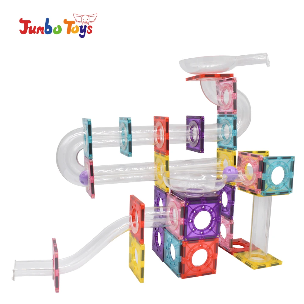 ABS Magnetic Building Tiles Blocks DIY Marble Run Set Ball Run 3D Magnetic Building Blocks for children