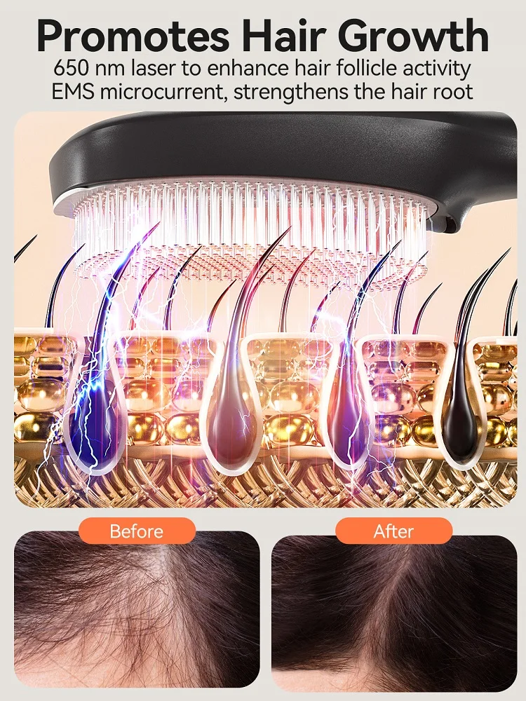 TOUCHBeauty 2024 VITA TB-2343 3 in 1 phototherapy comb electrical handheld spa scalp massage brush with red light for hair