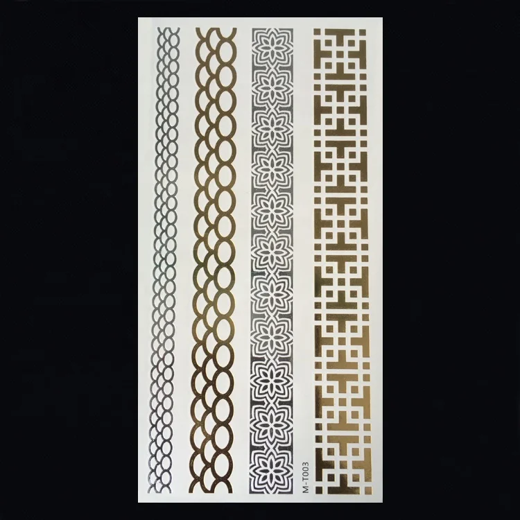 Water Transfer Temporary Body Flash Metallic Gold Tattoo Sticker For Women