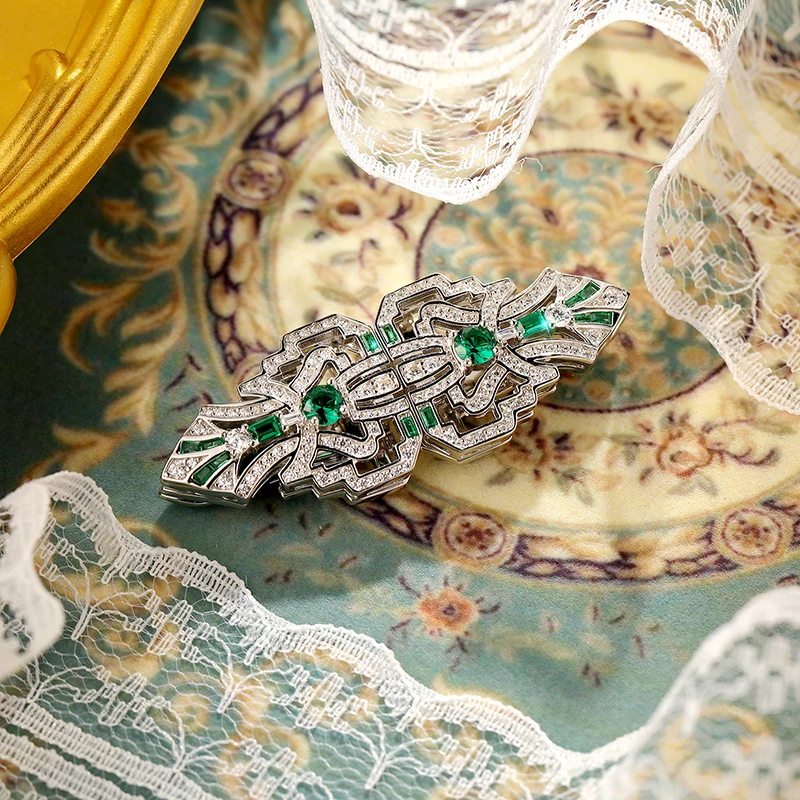 Original Design Brooch Luxury Jewelry S925 Sterling Silver Spinel Crystal 3A Zircon Detachable Double Clip Brooches For Women