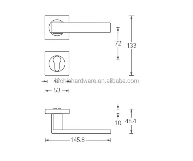 Black Color Modern Design Apartment Lock Door Mortise Lever Handle Lock Black Door Handles With Lock