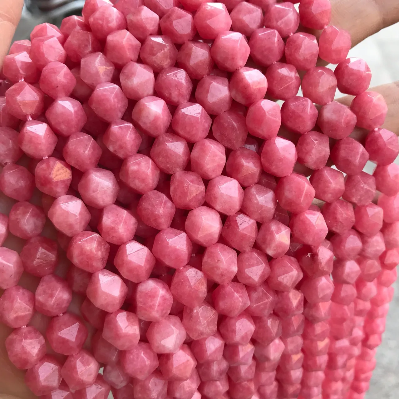Wholesale Natural Polish Loose Round Matte Faceted Beads Dyed Red Colour Quartz Rhodochrosite for Jewelry Making Chakra Bracelet